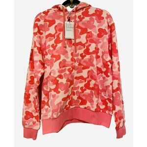 BT21 TATA Hoodie Large Pink Camo Zip Up BTS Line Friends Unistar Color Time NWT